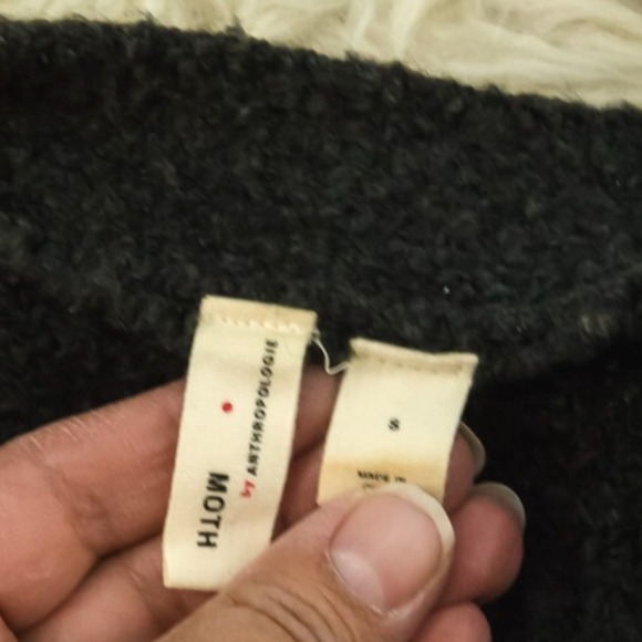 Moth Anthropologie Size Small S Gray Open Front Wool Alpaca Cardigan Sweater - Picture 3 of 5